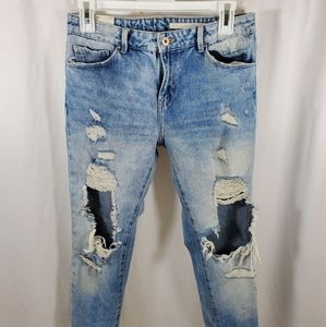 Zara Trafaluc Womens Jeans Size 4 Distressed Slim Ankle The City Girl Light Wash